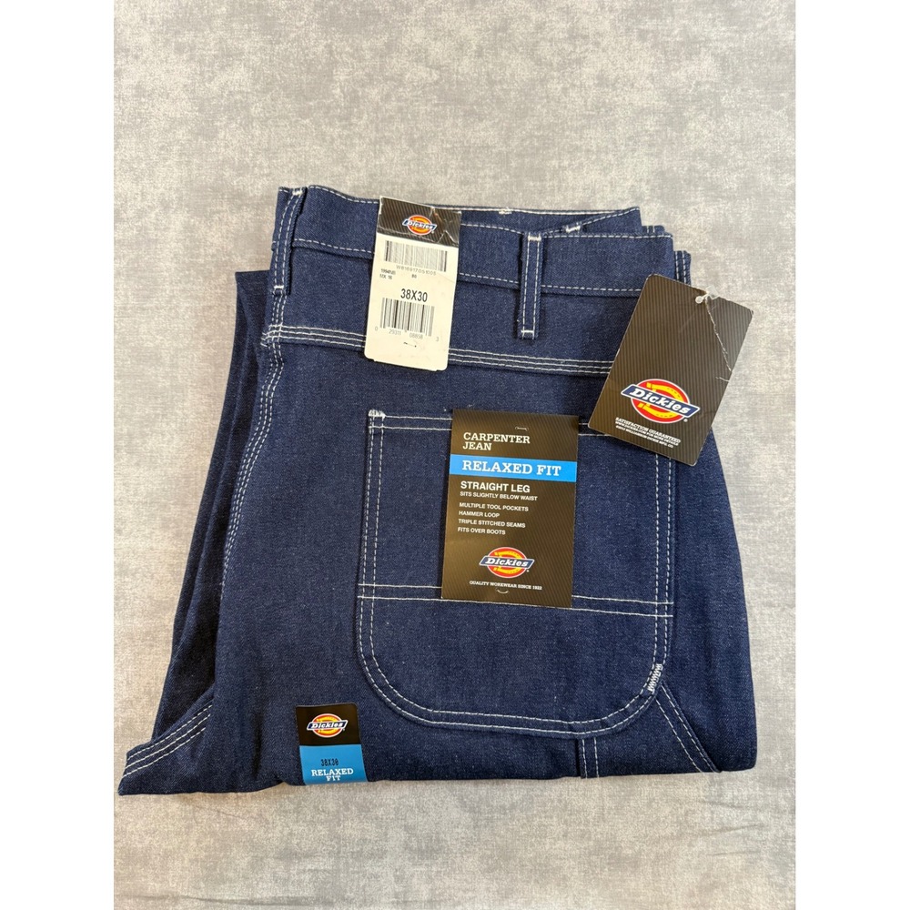 Dickies Carpenter Jeans Mens 38x30 Relaxed Fit Straight Leg Blue Denim 1994NB